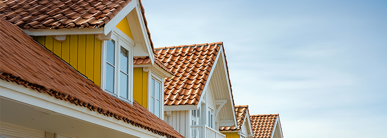 Rooftops of houses in a row